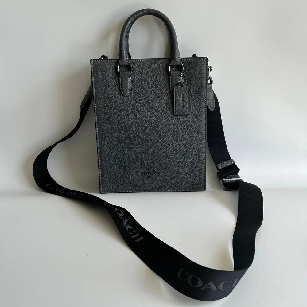 Coach Dylan Tote Graphite‎ Grey Pebbled Leather Crossbody Bag NEW